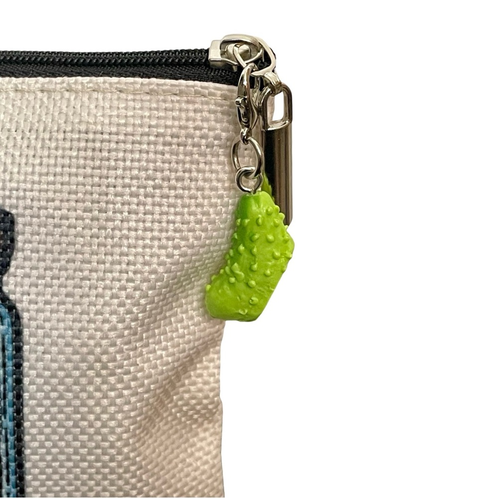 Peace, Love & Pickles Canvas Cosmetic Case with Adorable Pickle Charm - Picture 5 of 6